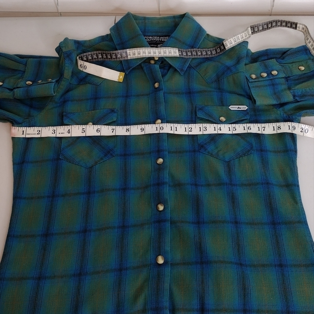 Panhandle Slim Powder River Outfitters Plaid Flannel Western Button Down Shirt - Picture 13 of 14